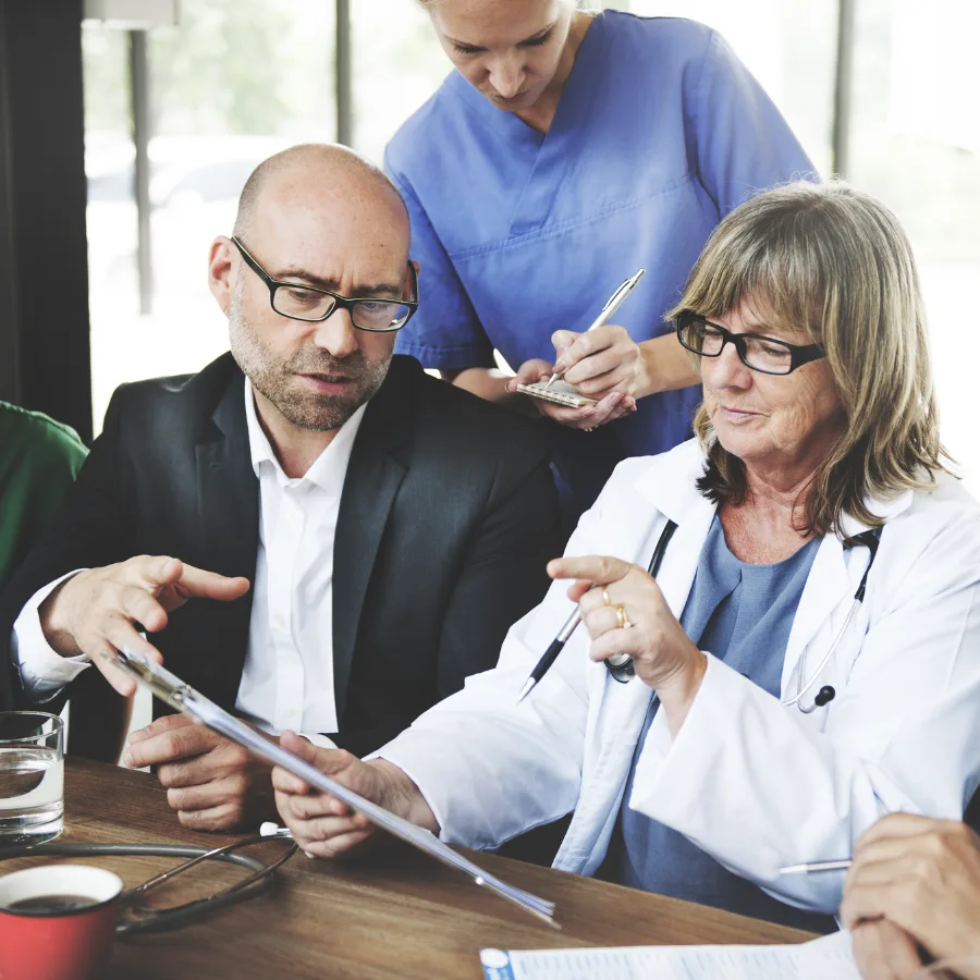Healthcare team at work on business